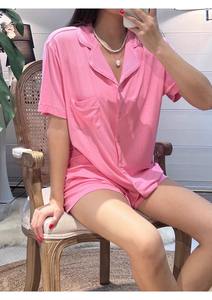 Damen Sommer Kurzarm-Pyjama Schlafanzug mit Paspelierung Maßgefertigte Modal-Pyjamas Loungewear Damen-<span class=keywords><strong>Sets</strong></span> Nachtwäsche Damen-Nachthemd - Product Image 2