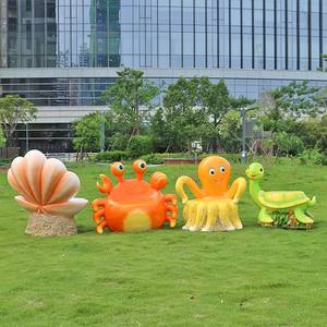Bancs de jardin en résine de dessin animé en forme d'animaux marins, sculpture en fibre de verre, <span class=keywords><strong>tortue</strong></span>, crabe - Product Image 2