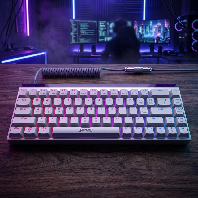 Jedel Factory Wholesale Price Custom Logo 68 Keys Wired Mechanical Gaming Keyboard with RGB Lighting for PC Laptops Computer