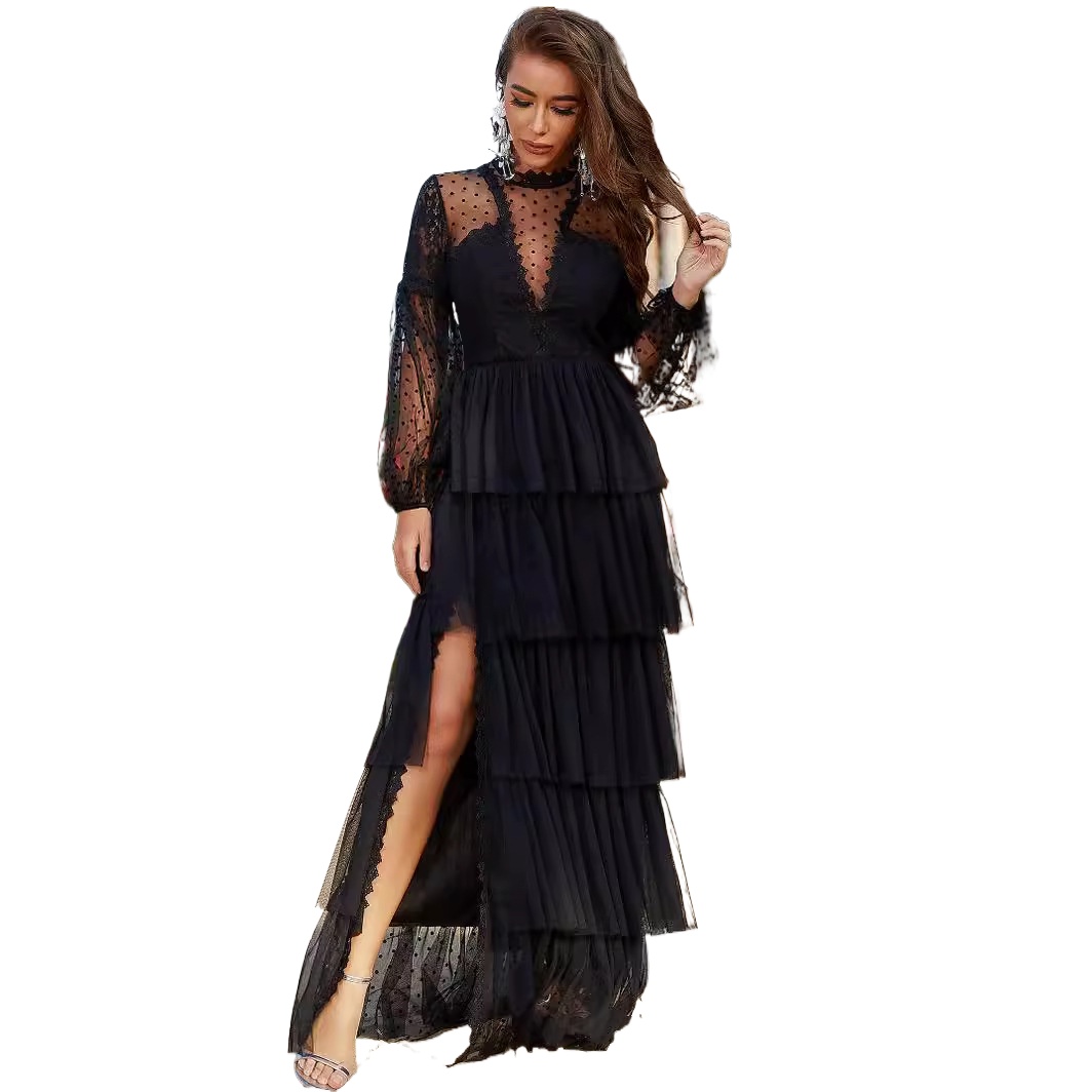 mesh dress flowy PURPLE AND WHITE OMBRE EMBELLISHED MESH MAXI DRESS main image 1