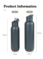 DAJI HYDRO Outdoor Portable Sports Gobelet en acier inoxydable 304 Double tasse d'isolation sous vide avec couvercle en plastique grande capacité