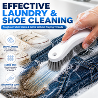 Brosse de nettoyage en forme de S avec manche ergonomique incurvé, poils rigides, pour salle de bain, carrelage, baignoire, buanderie