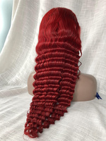 Perruque en cheveux humains ondulés profonds 99J 13x4 Lace Front pour femmes noires, couleur bordeaux, pré-plumée, vente en gros