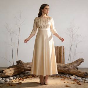 Luxury Elegant Custom <b>Sequins</b> Embroidery Polyester Abaya <b>Dress</b> for Muslim Women Evening Parties Wholesale - Product Image 4