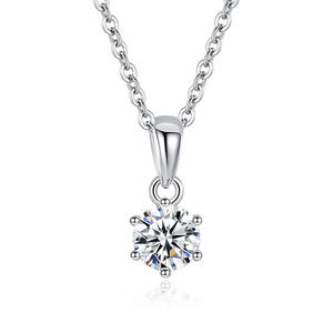 S925 pendentif Moissanite en argent pur pour femme collier Moissanite classique à six broches de chaîne de collier pour femme d'un carat - Product Image 5