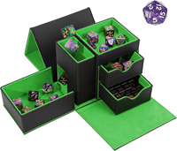 MIO PU Flanell 3-in-1 Würfel ablage Turm Aufbewahrung sbox mit Ständer & Knopf verschluss für DND/RPG Sammelkarten & Spielkarten Geschenk