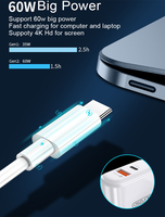 Obral besar kabel pengisian daya Cepat Pd 60W pengisi daya Tipe C ke Tipe C untuk Laptop kabel Data timbal pengisian cepat