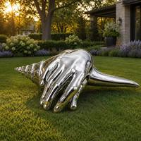 Sculpture abstraite en acier inoxydable en forme de coquillage, poli miroir, art moderne pour statue, couleurs et tailles personnalisables, maison, bureau