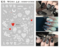 Nouveau noir français Dragon serpent ongles autocollants 3D Cool squelette fleurs coeur impression conception adhésif curseurs manucure ongles décalcomanies