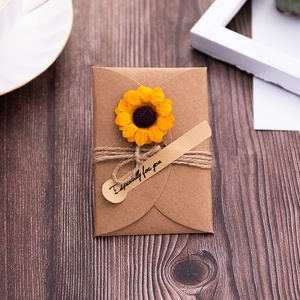 Gran oferta de papel Kraft <span class=keywords><strong>Vintage</strong></span> con flores secas, flores naturales preservadas personalizadas, tarjetas de felicitación para recuerdo de vacaciones, <span class=keywords><strong>cumpleaños</strong></span> - Product Image 2
