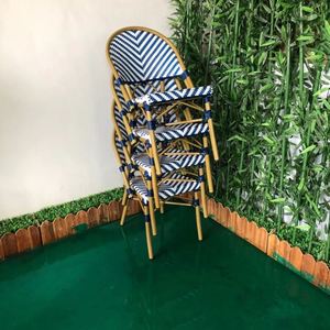 Chair <strong>Garden</strong> <strong>Furniture</strong> Bistro Set Wicker Chair Hot <strong>Sale</strong> Rattan Aluminum Outdoor Waterproof Stackable Blue White Green Red Black - Product Image 6