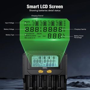 Cargador de Baterías Universal EBL 18650 con Funciones de Descarga y Prueba, Corriente de Salida de 5A, Puerto de 3.6V/3.7V/3.85V para Uso con Micrófono - Product Image 6
