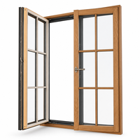 Fenêtre Moderne en Bois Revêtu d'Aluminium Arqué, Fenêtre à Volets Ouvrants en Forme de Soleil, Isolation Thermique, Double Vitrage Composé, Verre Trempé, Chambre, Villa 105