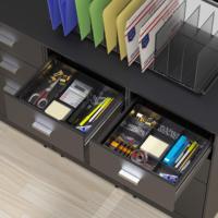 Organisateur de bureau en plastique moderne et simple, plateau à tiroirs, 9 compartiments réglables, noir, accessoires de rangement de bureau, haute qualité