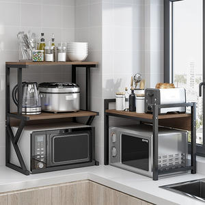 Étagère de rangement pour fruits et légumes sur mesure avec 2 tablettes, dessus de table, métal et bois épaissis, design moderne, couleur personnalisable - Product Image 6