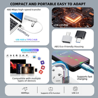 Adaptador JILIAN Mini USB Tipo-C Macho a USB2.0 Hembra con Salida de CC, Convertidor de Aleación de Aluminio y ABS para Laptop y Cámara