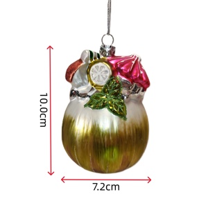 대량 공급 유리 열대 코코넛 음료 다채로운 크리스마스 장식품 휴일 장식 선물 - Product Image 2