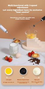<b>Mini</b> Rechargeable Battery-Powered Electric Hand Held Egg Beater & Milk Frother with USB Charging 3-Speed Cordless Design - Product Image 3