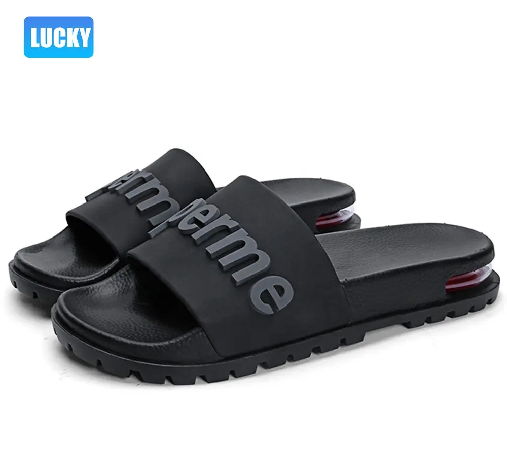 Breathable Designer PVC Flip Flops Custom 3d Logo Slippers Fashion Men Leather Slides Platform Air Cushion Sole Sandals