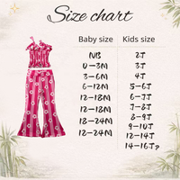 Ensemble rétro hippie pour filles DH ODM en bambou, comprenant un débardeur smocké et un pantalon évasé rayé, tenue de boutique pour le marché américain