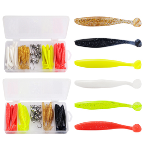 Juego de Señuelos de Pesca Suaves con Cola en T, Combinación de Anzuelos de Plomo, Jigs de Gel de Sílice, Cebo Artificial, Señuelos Blandos - Product Image 6