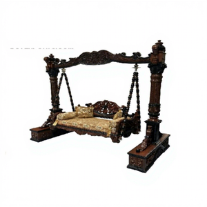 Balançoire en teck finition noyer pour la maison, Jhula en bois de haute qualité pour salon, Jhula en bois sculpté à la main, design de créateur, pour les États-Unis - Product Image 1