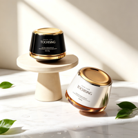 Pot de crème conique en plastique PP dépoli avec couvercle à vis, design unique, luxe, 50g, blanc mat, noir, bleu, pour cosmétiques visage et corps