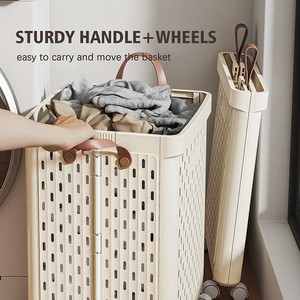Multifunctional Household Plastic Laundry Basket PP Material Wheels for Bathroom Dirty Clothes Storage Classification BT-398 - Product Image 3
