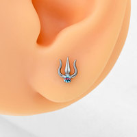 Boucles d'oreilles Trident en alliage de titane F136 Yunnique avec incrustation de zircon, clous de cartilage, bijoux de piercing tendance pour usage quotidien