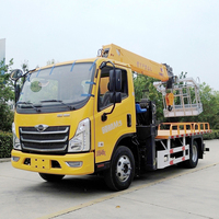 Nouvelle grue montée sur camion de chantier robuste, force de levage de 6,3 tonnes, hauteur de levage de 15 m, moteur et pompe haute puissance, équipement de construction