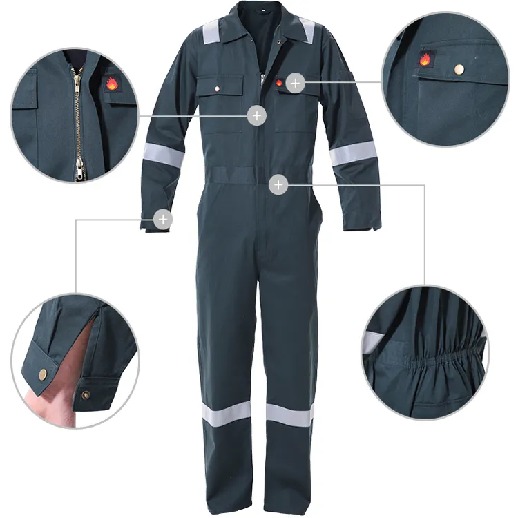 Professionele Veiligheid Werkkleding Type Industriële Fabriek Werknemer Overall Uniformen Met Reflecterende Tape Mannen Werken Kleding