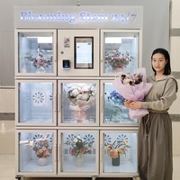 Distributeur de fleurs réfrigéré personnalisable multilingue 24h/24 - Paiement multi-mode (carte/espèces/pièces) et économe en énergie