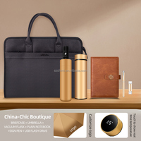 Ensemble cadeau d'affaires haut de gamme pour homme : mallette promotionnelle + parapluie + gourde isotherme + carnet + stylo + clé USB