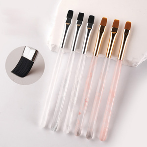 Pinceau à ongles professionnel en fibre de nylon avec manche en acrylique personnalisé, plat, rond, ovale, pour gel 3D, extension, manucure, salon - Product Image 1