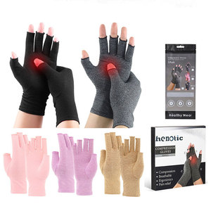 Gants <span class=keywords><strong>de</strong></span> compression souples en polyester, coton et élasthanne, à doigts ouverts, pour soulager l'arthrite, le syndrome du canal carpien, les douleurs articulaires et la fatigue des mains - Product Image 1