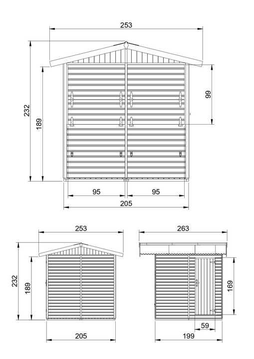 Wooden Market Stall 263 x 253 x H232 cm, 4.08m 2- Kiosk for Outdoor Events, Easy to Assemble and Dismantle M149