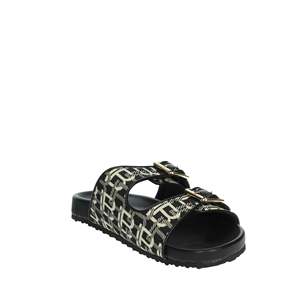 Ciabatta da Donna Laura Biagiotti 9064 in Tela Bianca e Nera, Scarpe Trendy - Product Image 5
