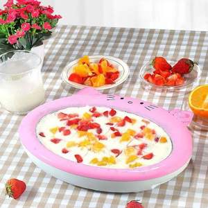 เครื่องทำโยเกิร์ตรูปแมวสีชมพู เครื่องทำไอศกรีมไฟฟ้าขนาดเล็กสำหรับเด็กพร้อมซับในสแตนเลสอเนกประสงค์ความจุ 500 มล. - Product Image 1