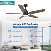 Ventilateur de plafond à pales droites Nordic Fresh 48 pouces avec LED RGB, télécommande, 6 vitesses, économie d'énergie - Ventilateur de plafond à pales droites