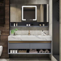 Meubles de salle de bain, vasques avec dessus en PVC, liquidation de salle de bain, vasque de salle de bain moderne haut de gamme en bois massif, Canada