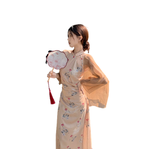 ชุดเดรสกี่เพ้า2ชิ้นสำหรับผู้หญิงชุดกี่เพ้าสไตล์ย้อนยุคสไตล์<span class=keywords><strong>จีน</strong></span>ใหม่2025 - Product Image 1