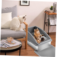 Bac à litière surélevé semi-fermé pour chat, anti-éclaboussures, en acier inoxydable et plastique, pour animaux d'intérieur