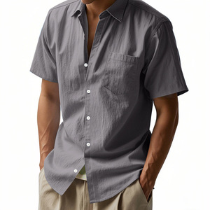 Camicia da Uomo Casual a Maniche Corte/Lunghe, Elasticizzata, Antipiega, Tinta Unita, Slim Fit, Elegante per Business - Product Image 4