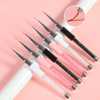 Nouvelle vente strass poignée doublure noire brosse à ongles personnaliser Kolinsky acrylique Nail Art Liner brosse 11mm poignée en cristal