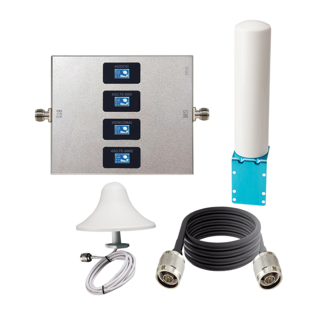 4 Band 800 900 LTE 1800 2100mhz Cell Phone Signal Booster Network Repeater Booster Kit 2g 3g 4g Signal Repeater GSM Amplifier