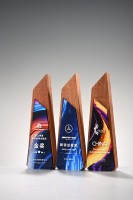 Nouveau trophée de combinaison de cristal acrylique en bois massif Plaque de médaille Logo de gravure de texte personnalisé Prix sportif rentable de confiance