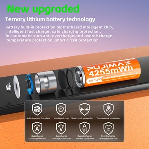 PUJIMAX 8Pcs Baterai Lithium Ion Isi Ulang Tipe-C AA 1.5V Kapasitas Tinggi 4255mWh 1500 Siklus dengan Indikator & Kabel Pengisian Daya - Product Image 4