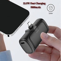 Batterie externe mini personnalisable 5000 mAh 22,5 W avec charge Type-C, chargeur d'urgence portable pour téléphone