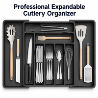 Organisateur d'ustensiles extensible pour la cuisine, plateau réglable pour couverts et argenterie