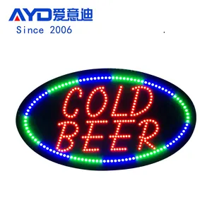 15*27英寸高亮发光二极管冷啤酒吧标牌，发光二极管移动彩色广告闪光电子标牌